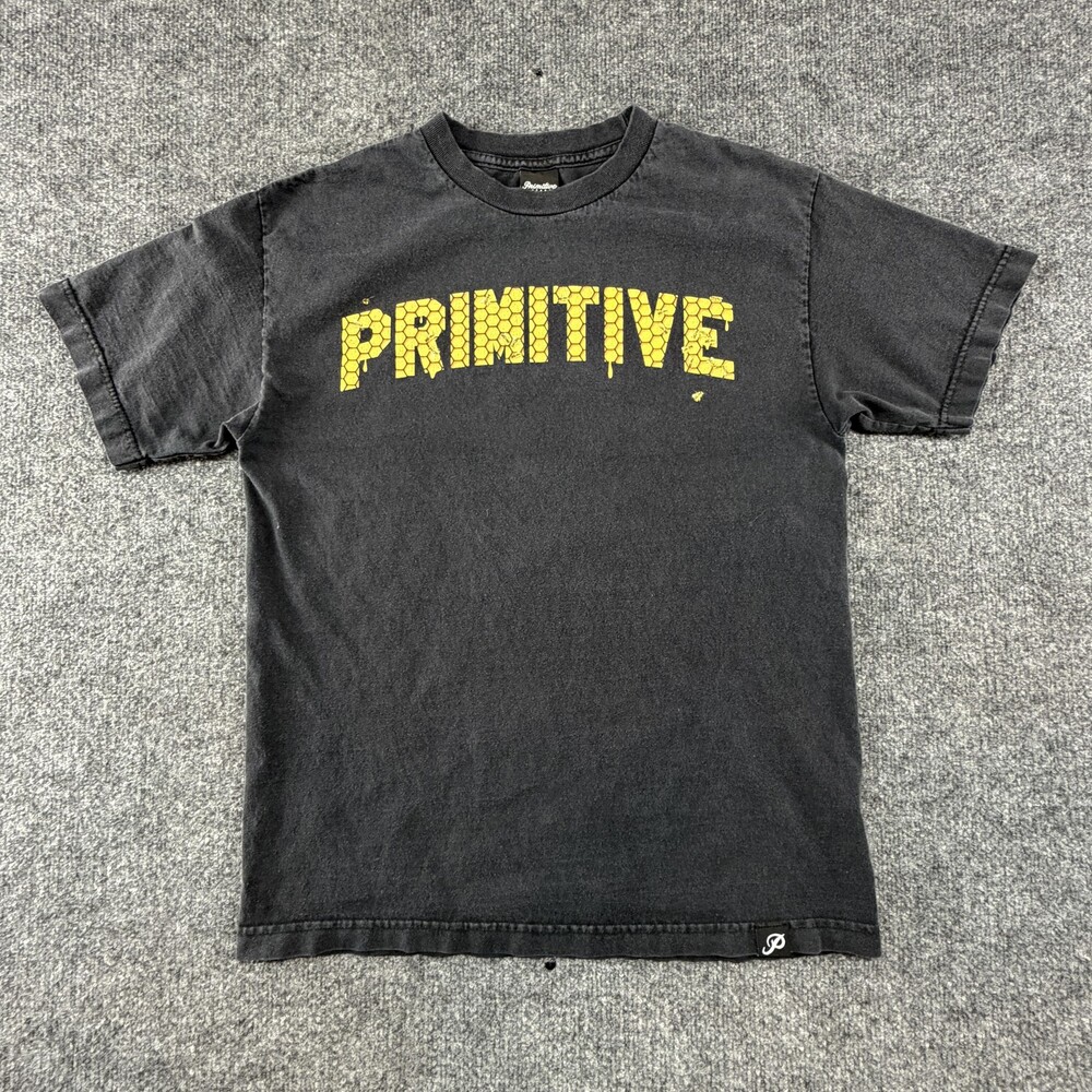 Primitive Shirt Mens Medium Gray Honeycomb Bee Graphic Tee Skateboard Streetwear